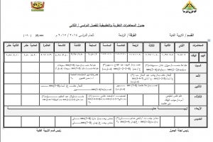 جدول المحاضرات النظرية والتطبيقية للفرقة الرابعة قسم التربية الفنية للفصل الدراسي الثاني للعام الجامعي 2014 / 2015