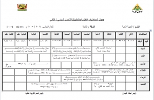 جدول المحاضرات النظرية والتطبيقية للفرقة الثانية قسم التربية الفنية للفصل الدراسي الثاني للعام الجامعي 2014 / 2015